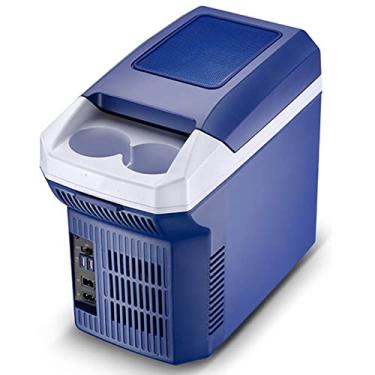 Imagem de Mini geladeira portátil, geladeira pequena 8l 12 v / 220 v, caminhão de carro rv barco refrigerador de bebidas refrigerador e aquecedor de viagem para dirigir, viajar, pescar, ao ar livre