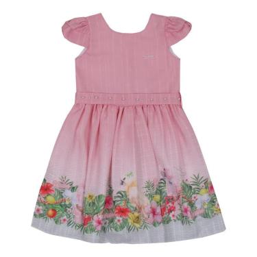 Imagem de Vestido Infantil Verão Com Cinto Em Pérolas Tropical Tam 2 a 4 - Paraíso-Feminino