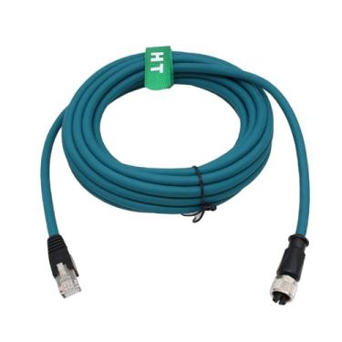 Imagem de HangTon Cabo Ethernet industrial M12 X-Coded 8 pinos fêmea para RJ45 Cat-7e 10 Gb/s para sensor de atuador Profibus Network Automation 15m PVC