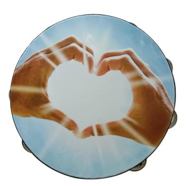Imagem de 1 Pç Pandeiro Pomba Bíblia Dupla Fila Jingle Pandeiro para Adultos, Instrumento de Percussão de Tambor de Mão de Madeira (amor)