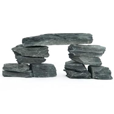 Imagem de FISCAPE 11 pedras naturais de aquário de 5 a 15 cm, rochas perfeitas para aquários, modelos de paisagismo, decoração de tanques, caixas de anfíbios - rochas de ardósia