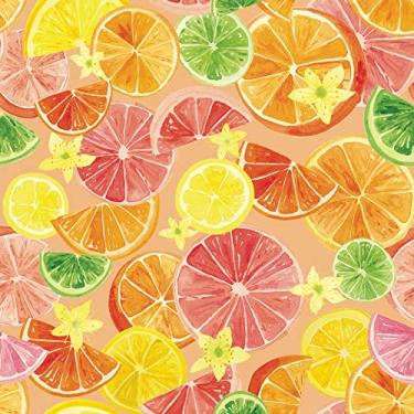 Imagem de Papel de embrulho de frutas cítricas de verão – Seis folhas planas dobradas de 48 x 70 cm com limões, limões, toranja, laranjas para papel de embrulho de aniversário de verão ou projetos de arte