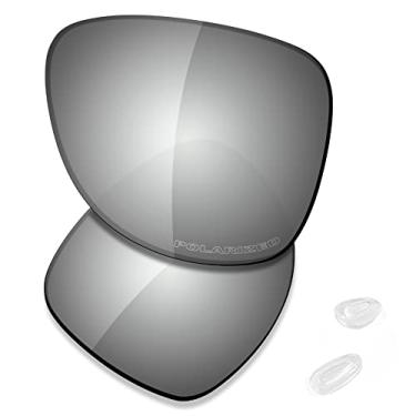 Imagem de SAUCER Lentes de reposição premium e protetores de nariz para óculos de sol Oakley Caveat OO4054 High Defense - Metal cromado polarizado