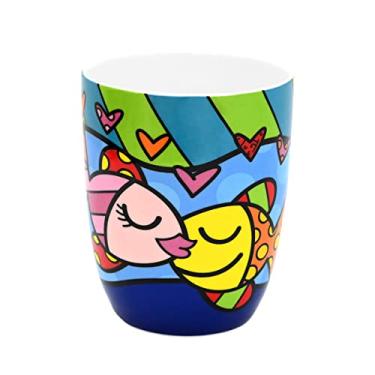 Imagem de BRITTO Caneca de café Romero Bone China, 476 g, Deeply In Love, design de arte de peixe