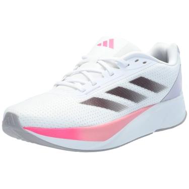 Imagem de adidas Tênis de corrida feminino Duramo SL, Branco/aurora metálico/rosa lúcido, 41