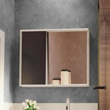 Imagem de Armario Para Banheiro Espelheira Unik Detalhe Em Mdf 77,6cm Maple Preto