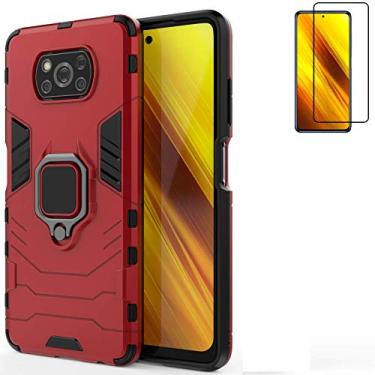 Imagem de Capa protetora para Xiaomi Poco X3 NFC/Poco X3 Pro com protetor de tela, capa protetora traseira híbrida resistente à prova de choque de camada dupla para Poco X3 Pro com suporte de carro e suporte de