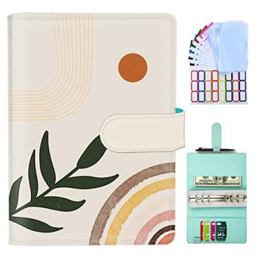 Imagem de Fichário econômico com envelopes com zíper, organizador de dinheiro para dinheiro, fichário A6 de couro PU com envelopes de dinheiro para economizar dinheiro e organizador, envelopes de dinheiro para