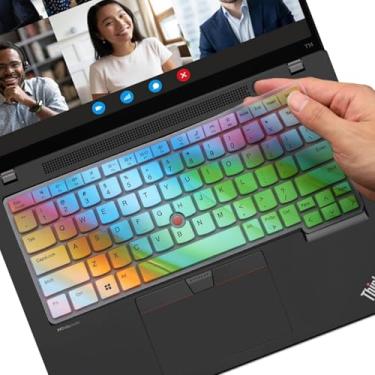Imagem de Capa de teclado para Lenovo ThinkPad X1 Carbon Gen 11/10, ThinkPad T14 e T14s Gen 4/3, ThinkPad L14 Gen 3 e P14s Gen 3 e Thinkpad E14 Gen 6 Gen 5 e ThinkPad T14 Gen 4 Gen 4 Skin-Colorida