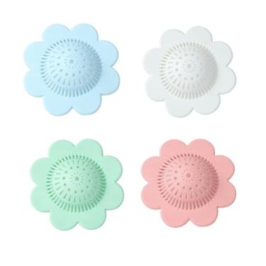 Imagem de 6 peças de ralo para captador de cabelo de silicone durável, protetores de ralo de banheira e chuveiro para banheiros e cozinha