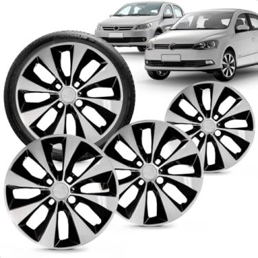 Imagem de Jogo 4 Calotas Gol Voyage G5 G6 2013 A 2016 Cubo Baixo Preto Com Prata Aro 14
