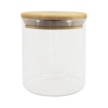 Imagem de Pote de Vidro com Tampa de Bambu Oikos 500ML Hermético Redondo