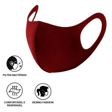 Imagem de Máscara Não Descartáveis de Neoprene Bordô Unissex 1 un - Máscara Neop