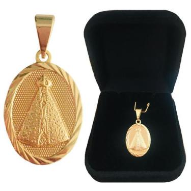 Imagem de Pingente Imagem Nossa Senhora Aparecida Religioso Semijoia Folheada a 