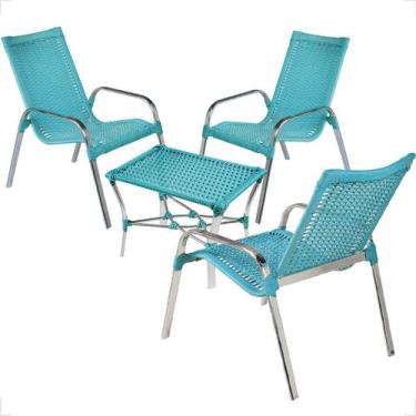 Imagem de Conjunto 3 Cadeiras e Mesa de Centro Alumínio Para Área Externa Fortal