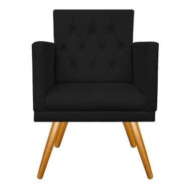 Imagem de Poltrona Decorativa Fernanda Pés Palito Mel Sala de Espera Recepção Co