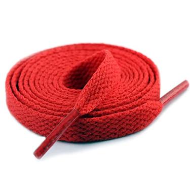 Imagem de CIDOKAT Cadarços planos grossos pretos e brancos para tênis cordas de sapatos crianças adultos (1 par), Vermelho, 32"/80cm