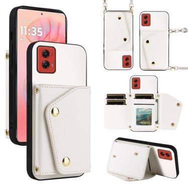 Imagem de Dibosom Capa carteira de luxo para Motorola Moto G Power 5G 2024 com 5 compartimentos para cartão fina e alça de ombro, suporte para cartão de crédito de couro PU acessórios capa de celular para G5