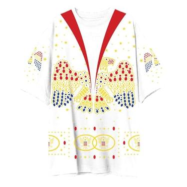 Imagem de Elvis Presley Macacão unissex adulto oficial da mercadoria icônica camiseta grande, Branco, XXG