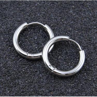 Imagem de Brinco de Argola Prateado Aço Cirúrgico - Vorax Acessórios, 14mm