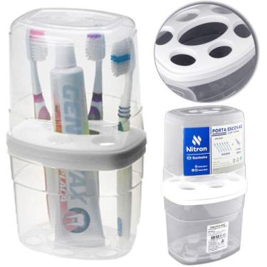 Imagem de Porta escova dental de pia de plastico com tampa 20,2x11,5x8,9cm - NIT