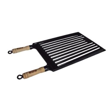 Imagem de Grelha Parrilha Argentina Ferro Fundido Cabo Madeira 30x55cm - Rig Fun
