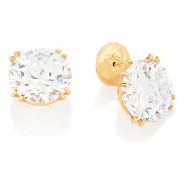 Imagem de Brinco Botão Solitário Composto Por 2 Zirc 527000 - Rommanel, Branco, 