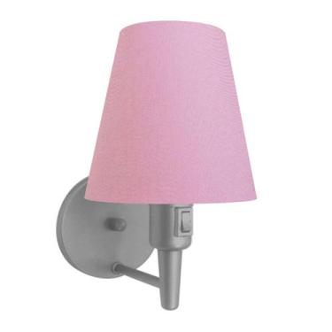 Imagem de Arandela Cone Md-2013 Cinza C/ Inter Liga e Desl Cúpula em Tecido Rosa