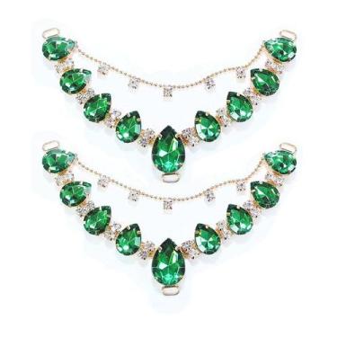 Imagem de Cabedal Corrente Strass, Verde esmeralda