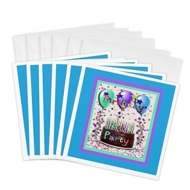 Imagem de 3dRose Bolo de chocolate para convite de festa de aniversário de 8 anos - Cartões comemorativos, 15 x 15 cm, conjunto de 6 (gc_20792_1)