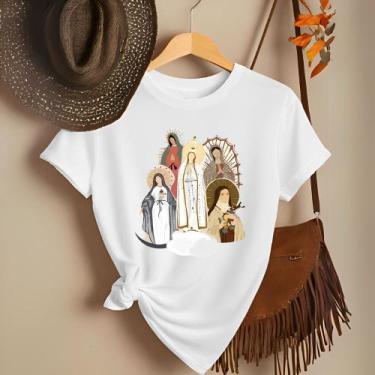 Imagem de Camiseta Feminina Country Cristã Religiosa Santinhas 100% Algodão - No