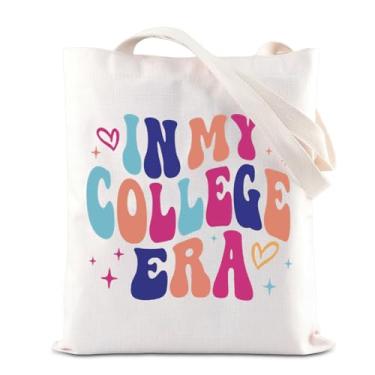 Imagem de ENSIANTH Sacola In My College Era, presente de estudante universitário, bolsa de formatura, faculdade, primeiro dia de escola, presente, Branco, One Size