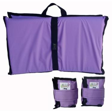 Imagem de Kit Tornozeleira 3KG Nylon Lilás + Colchonete Dobravel Lilás - Exercis