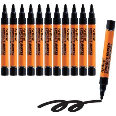 Imagem de Artline Marcadores permanentes profissionais de concreto com ponta de bala durável de 1,5 mm, ideais para superfícies ásperas, marcadores de tinta de secagem rápida para construção e marcação de