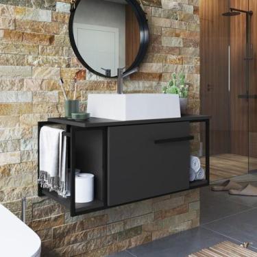 Imagem de Gabinete Suspenso para Banheiro 80cm P1019 com Cuba Ametista - Placa e