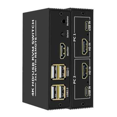 Imagem de Hub Chaveador Switch KVM 2 Portas 4k Alterne 2 Computadores a 1 Monitor Inclui 2 Cabos HDMI 8k