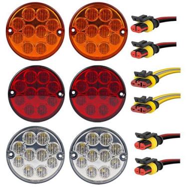 Imagem de KIT6 Lanterna Traseira Ônibus Caminhão 96mm 10 Led +Conector - SILO