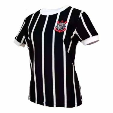 Imagem de Camiseta Feminina Retrô Corinthians Democracia 1982 Oficial, M, Preto