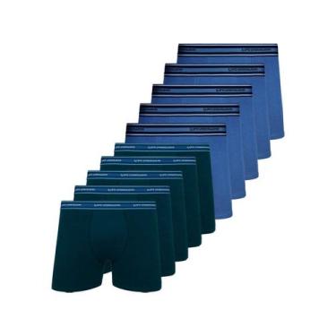 Imagem de Kit com 10 Cuecas Boxer Lupo 523-003 Colorido, Azul, G
