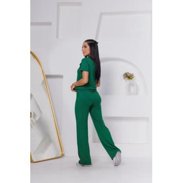 Imagem de Conjunto de moletinho pantalona e ziper na blusa e elastico na cintura