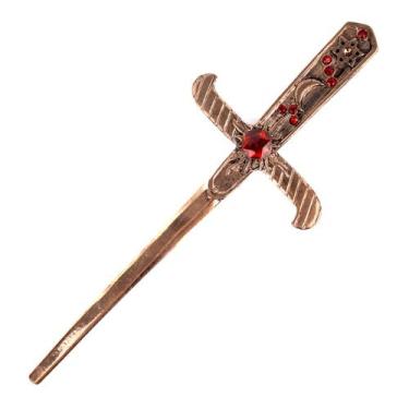 Imagem de Athame Metal Cobre Envelhecido 19cm Pedra Vermelha Reforçado - Lua Mís