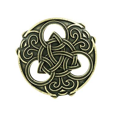 Imagem de DYNWAVE Broche viking medieval - broche redondo oco para mulheres broche de lapela viking joias amuleto acessórios, Zinco Bronze, não disponível