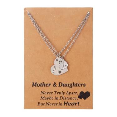 Imagem de Presentes de Dia das Mães da Filha, Presentes de Longa Distância Mãe Filha Presentes de Filha Mãe Sol Lua Colar para Mãe Mamãe Presente de Aniversário para Mãe, Mãe, Filha, Conjunto de 2 Colares