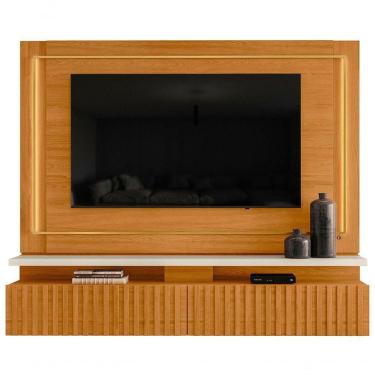 Imagem de Painel Suspenso Para Tv 75 Polegadas Ripado Com Led Hera Cinamomo-off White