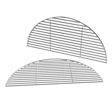Imagem de BBQration Grelha de cozinha meia lua de 45,7 cm para Kamado Joe Classic, grande ovo verde, grelha de aço inoxidável para cozinha de meia lua para Kamado Joe Peças de reposição para Kamado Joe KJ-HCG