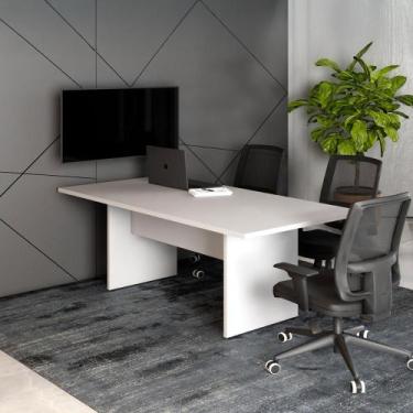Imagem de Mesa Reunião Escritório 180cm x 90cm Cinza Pé Painel F5 - F5 Office G,