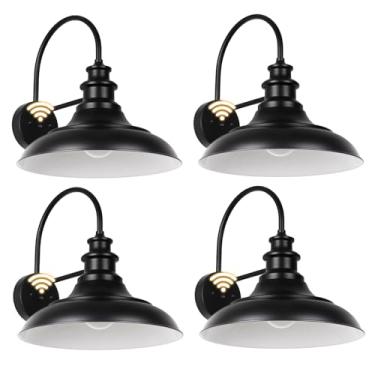 Imagem de Diyel Luminárias Externas Com Sensor Do Anoitecer Ao Amanhecer, Arandelas De Parede Externas Estilo Fazenda Com Cúpula De 12,3 Polegadas, Luzes De Pescoço De Ganso Para Montagem Em Parede Externa, L