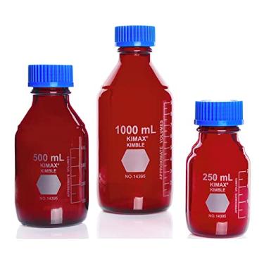 Imagem de Kimble Chase RAY-SORB 14399-10000 Vidro borossilicato graduado GL-45 Media/Garrafa de armazenamento com tampa de polipropileno azul, capacidade para 10 L