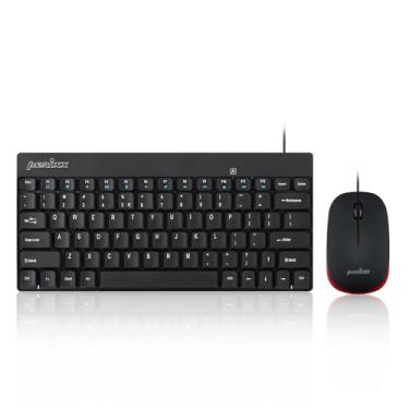 Imagem de Perixx Conjunto de mini teclado e mouse com fio Periduo-212, conexão USB, preto, layout em inglês dos EUA (11486)