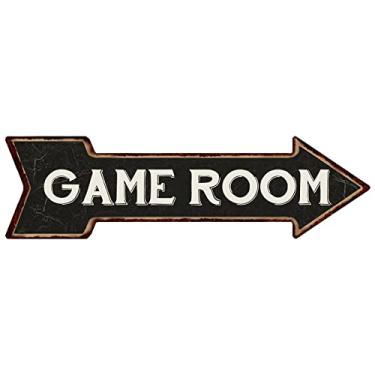Imagem de Mukuko Placas De Lata Metal Com Seta Para A Direita Decoração Sala Jogos, Rua Engraçadas Jogos Em Casa, Arte Parede, Jogadores, 15 Cm X 45
